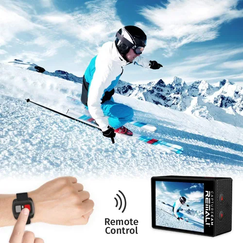 Miniatura 6 de REMALI CaptureCam 4K Ultra HD y 12MP - Kit de cámara de acción deportiva impermeable con funda de transporte, 3 baterías, cargador de batería doble