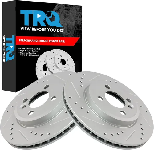 Miniatura 303 de TRQ Juego de rotores de freno de rendimiento trasero con revestimiento G premium compatible con Mazda 6 2014-2021
