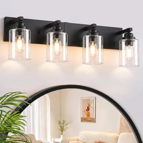 Miniatura 17 de Accesorios de iluminación de baño de granja, luces de tocador rústicas de 3 luces en madera para baño, iluminación de apliques de pared vintage