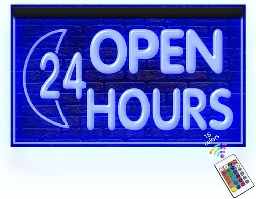 120014 OPEN 24 Hour Clinic Irish Pub Bar Convenience Store Display LED Letrero de neón con luz LED (12 x 8 pulgadas, 16 colores por control remoto)