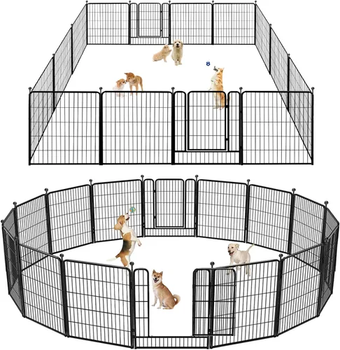 Miniatura 21 de Corralito para perros de 40 pulgadas, 32 paneles, para interiores y exteriores, para perros grandes, medianos y pequeños, valla de metal resistente