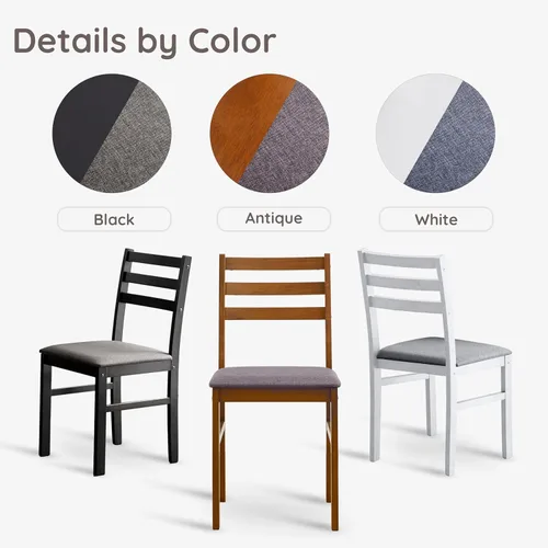 Miniatura 6 de Livinia Seattle Juego de 2 sillas de cocina moderna de estilo granja para comedor, sillas con respaldo en escalera de madera y asiento acolchado