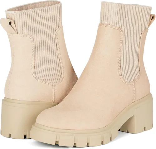 Miniatura 3 de Rihero Botas Chelsea para mujer con suela de lengüeta y tacón grueso elástico