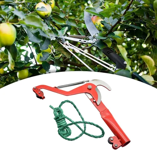 Miniatura 4 de Herramienta de corte de ramas de árbol con cuerda para poda elevada, color rojo