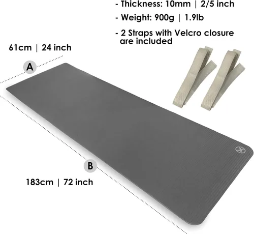 Miniatura 7 de YAMAZEN Alfombrilla de entrenamiento de yoga de 72 x 24 pulgadas de grosor extra para ejercicio de gimnasio en casa Alfombrilla multiusos