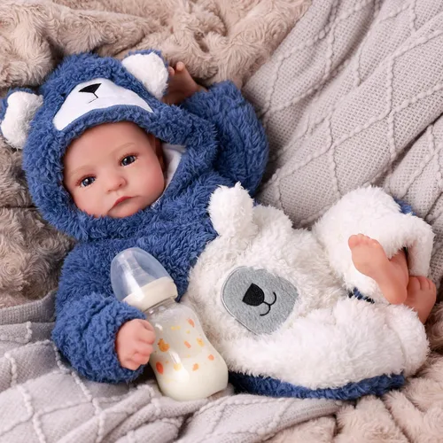 Miniatura 3 de BABESIDE Muñecas Reborn de bebé realistas niño - Aiden 17 pulgadas muñeca de bebé realista hecha a mano de silicona cuerpo completo vinilo muñeca