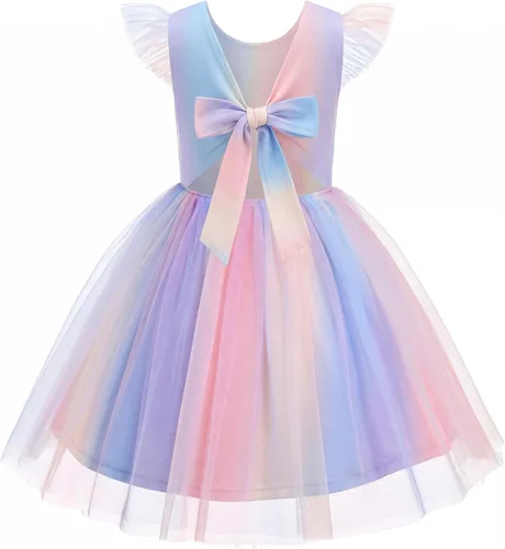 Miniatura 27 de Arshiner Vestido tutú de verano para niñas pequeñas, de tul sin espalda, para fiesta, cumpleaños, vestidos de algodón, 2-6 años