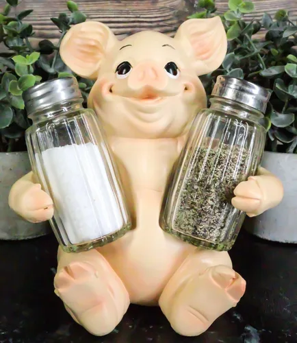 Miniatura 5 de Ebros Gift Animal Farm Granero Cerdo Cerdo Sal Pimienta Shakers Titular Estatuilla Cerdo Cerdo Caprichoso Cerdo Tocino Piglet Estatua Organizador