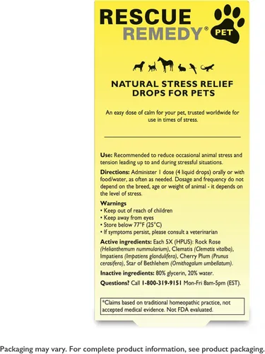 Miniatura 6 de Bach Rescue Remedy PET Dropper 0.7 fl oz, alivio natural del estrés, calmante para perros, gatos y otras mascotas, esencia floral homeopática