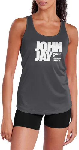 Miniatura 284 de Camiseta deportiva sin mangas oficial de la NCAA Collegiate para mujer, con espalda cruzada, logotipo primario, colección carbón