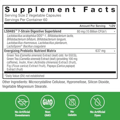Miniatura 5 de Force Factor ProbioSlim Suplemento probiótico extra fuerte para mujeres y hombres con 30 mil millones de UFC y extracto de té verde para apoyo a