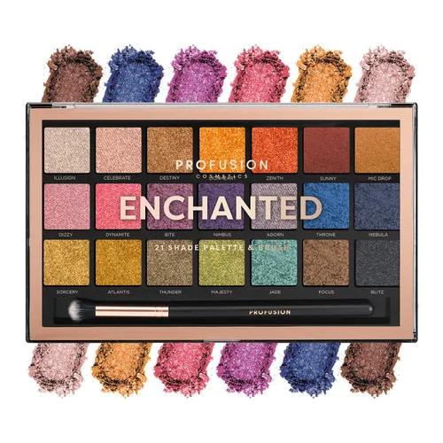 Miniatura 10 de Profusion Cosmetics Paleta de sombras de ojos de 21 tonos con pincel, mate mezclable, brillante y tonos metálicos en tonos neutros llamativos