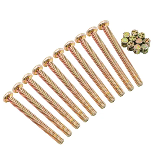 Miniatura 10 de Juego de 10 piezas de tornillos M6 x 100 mm de cabeza plana hexagonal con enchufe - Perfecto para accesorios de cama de madre y bebé - Galvanizado