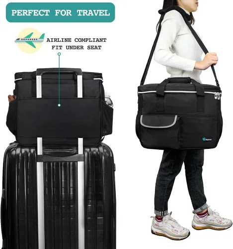 Miniatura 5 de PetAmi Organizador de bolsas de viaje - Bolsa de pañales para perros y gatos con contenedor de alimentos, cuencos y accesorios para campamento
