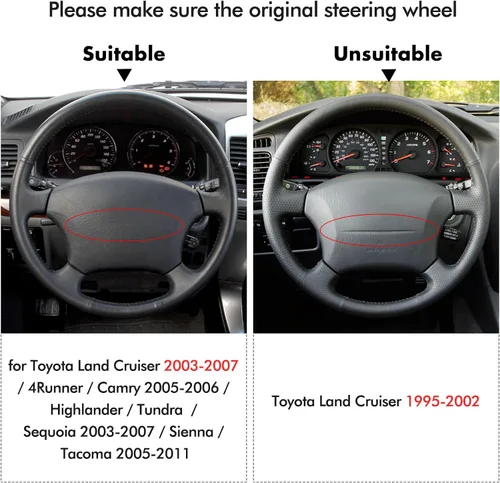 Miniatura 2 de MEWANT Funda para volante para Toyota Tacoma Tundra 4Runner Sienna Highlander Sequoia Land Cruiser Prado 120 Land Cruiser Hilux LS400 GX GX470