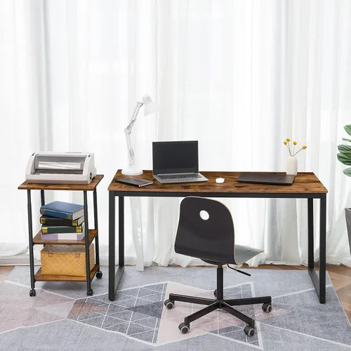 Miniatura 9 de HOOBRO Soporte para impresora, carrito industrial de 3 niveles para impresora debajo del escritorio con estante, estante de almacenamiento móvil