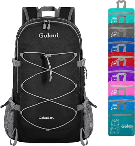 Goloni Mochila plegable ultraligera de 40 litros – Mochila de senderismo plegable resistente al agua, pequeña mochila plegable para viajes, color