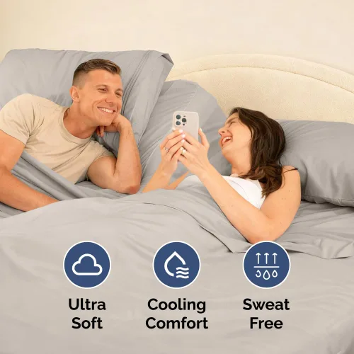 Miniatura 5 de Flex Top - Juego de sábanas de 4 piezas tamaño King con cabeza dividida, ultrasuave, transpirable y refrescante, ropa de cama de lujo de hotel