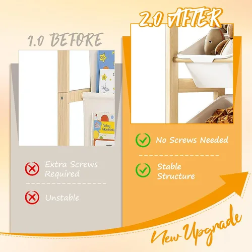 Miniatura 4 de EXPERLAM Organizador de almacenamiento de juguetes con estantería - 12 contenedores de almacenamiento, estante de 4 niveles multiusos para organizar