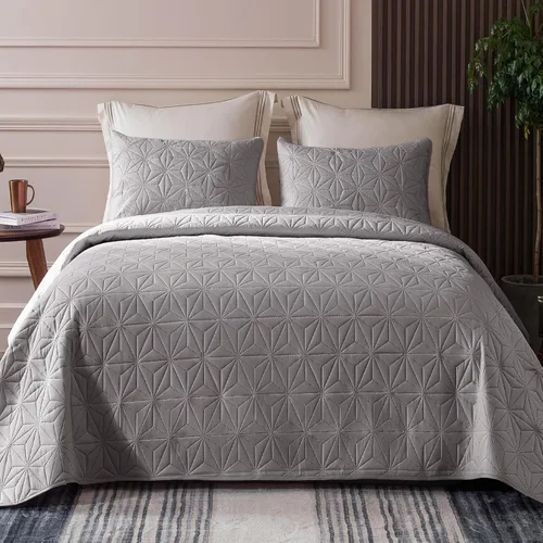 Miniatura 10 de Whale Flotilla - Juego de ropa de cama King, colchas suaves color beige brillante para cama King, tamaño King para todas las estaciones, 3 piezas
