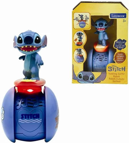 LEXiBOOK, Disney Stitch, El Robot Interactivo de Surf de Stitch – Auto-Equilibrado, Efectos de Luz y Sonido, Juguetes Portátiles con Sensores