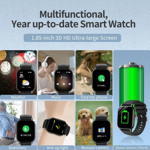 Miniatura 8 de Reloj inteligente de 1.85 pulgadas con pantalla grande para hombres y mujeres, Bluetooth 5.4 con función de llamada, podómetro, reloj deportivo