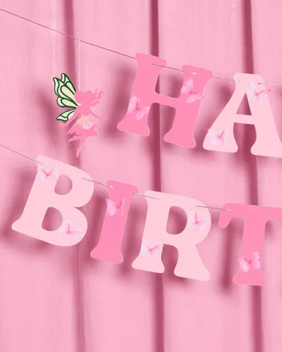 Miniatura 6 de xo, Fetti Cartel de cumpleaños de hadas de jardín – Juego de pancartas de mariposa 3D Decoraciones de fiesta de niños, cumpleaños de fiesta de té