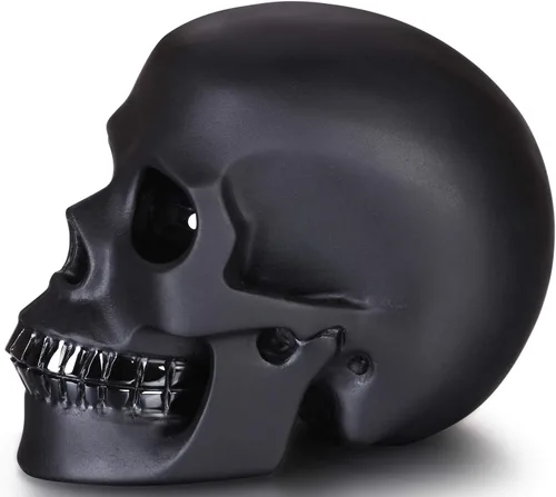 Miniatura 4 de Skullis Calavera de cristal de obsidiana negra esmerilada de 5.0 pulgadas, escultura artística de piedras preciosas talladas a mano, estatua
