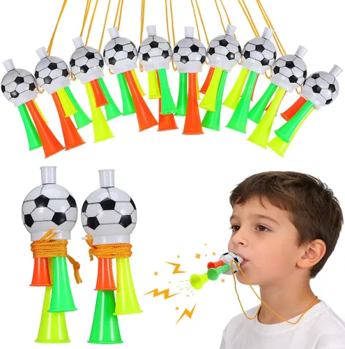 Bocina de estadio Vuvuzela de 10 piezas: mini bocina de aire de plástico fuerte fabricante de ruido para fanáticos del fútbol niños para eventos