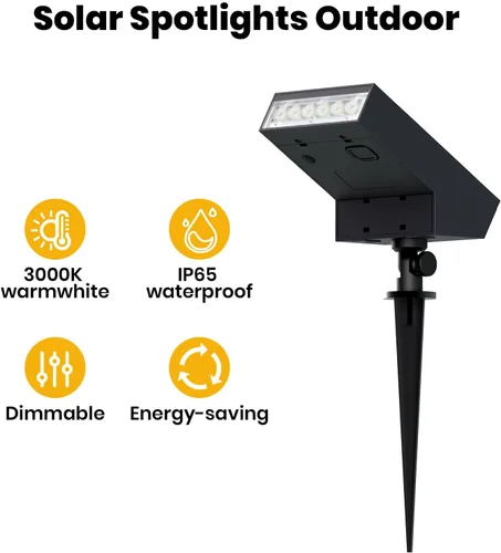 Miniatura 2 de SOTTLOT Luces solares para senderos al aire libre, luz solar regulable con IP65 a prueba de agua, 500LM 3000K iluminación solar al aire libre