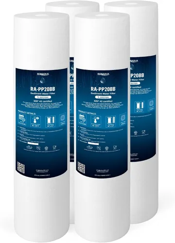 Ronaqua Cartucho de filtro de agua de repuesto de sedimentos grandes de 20 x 4.5 pulgadas, 5 micras, certificado NSF, para toda la casa, compatible