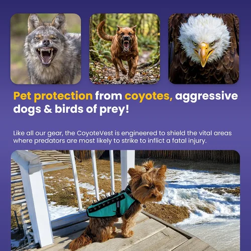 Miniatura 4 de CoyoteVest Chaleco Protector de Arnés para Perro, Accesorios Reflectantes para Perro con Picos para Proteger a tu Mascota de Ataques de Rapaces