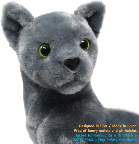Miniatura 5 de TigerHart Rae The Russian Blue Cat - Gato gris de peluche de 12 pulgadas