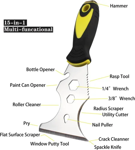 Miniatura 4 de Herramienta de acero inoxidable para varios pintores, raspador de pintura, cuchillo de cinta, cuchillo de masilla de 3 pulgadas, raspador de pintura