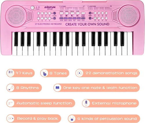 Miniatura 5 de Raimy Piano de teclado de 37 teclas para niños, aprendizaje temprano, educativo, portátil, instrumento musical electrónico, juguetes de regalo