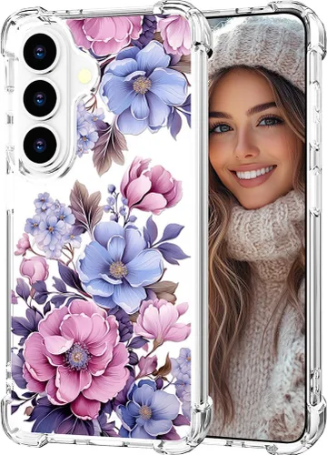 Miniatura 57 de Hungo Funda compatible con Samsung Galaxy S23 con diseño floral y bonito diseño transparente, femenino para mujeres y niñas, con hermoso clavel