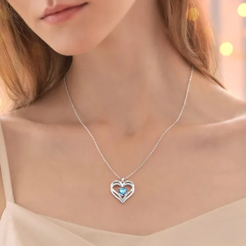 Miniatura 33 de CDE Collares de piedra natal para mujer, plata de ley 925, collar con colgante de corazón para siempre, Navidad, cumpleaños, aniversario, día de San