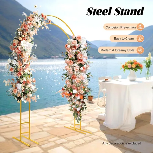 Miniatura 3 de Soporte de telón de fondo de arco de boda, soporte de marco de arco de doble tubo de metal, soporte de telón de fondo de globo para despedida
