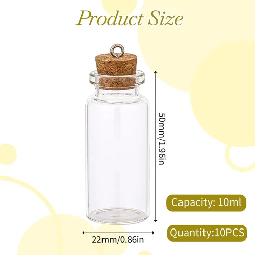Miniatura 4 de Mozeat Lens Mini botellas de vidrio de 0.0 fl oz con tapas de corcho, tarros vacíos transparentes de 0.86 x 2 pulgadas, botella de mensaje, pequeñas