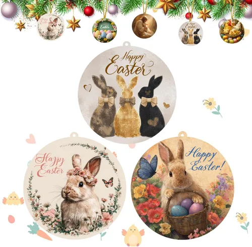 Miniatura 12 de 6 adornos colgantes de Pascua para árbol He is resucitado, decoración de árbol pequeño de Pascua, decoración cristiana de primavera para el hogar