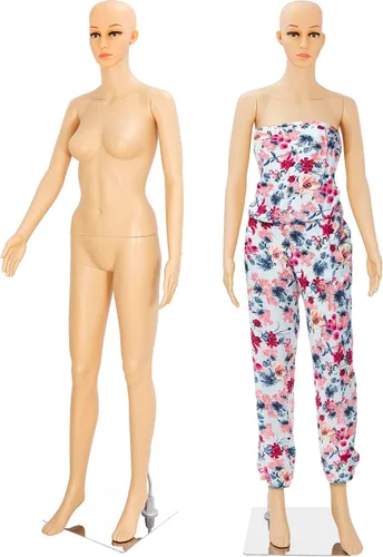 HomGarden Maniquí femenino maniquí cuerpo completo vestido forma, 69" maniquí ajustable soporte costura vestido modelo pantalla cabeza gira vestido