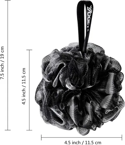 Miniatura 2 de Yoget Esponja de lufa de baño, paquete de 4 unidades, color negro, 2.16 onzas, bola de malla de ducha, suave puf para el cuerpo, exfoliar, limpiar