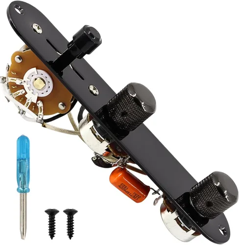 Miniatura 10 de Placa de control de guitarra totalmente cargada, interruptor de 3 vías precableado, 250 K, grandes potenciómetros moleteados, controles de tono