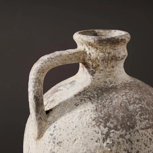 Miniatura 7 de LUKA Jarrón de cerámica rústico estilo granja, jarrón de terracota de 8.25 pulgadas con asa, jarrones de maceta de arcilla neutra jarrón decorativo
