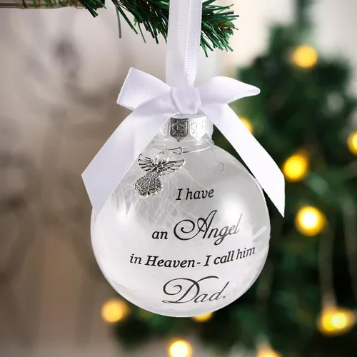 Adornos Conmemorativos de Navidad Bola de Plumas Transparente, Bola de Impresión Boca Abajo 8cm/3.15'' Regalo de Duelo y Condolencia por la Pérdida
