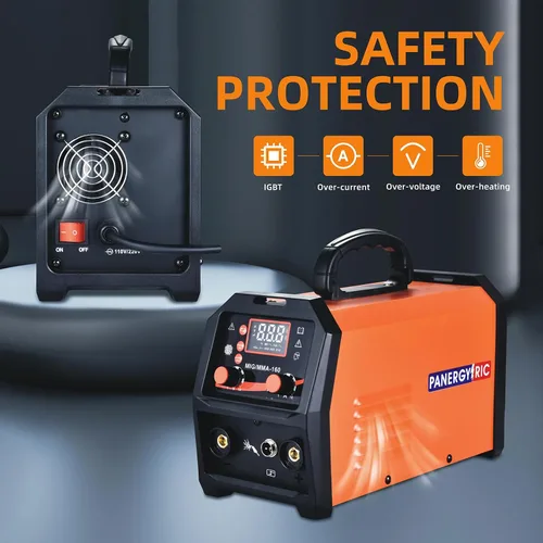 Miniatura 4 de Soldador MIG de 160A, 110V/220V Voltaje Dual 3 en 1 Soldador de Núcleo Fundente Soldador MIG sin Gas/TIG con Elevación/Electrodo Pantalla Digital