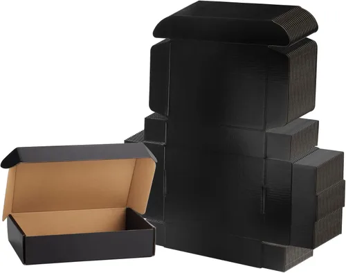 Miniatura 8 de EXYGLO Paquete de 40 cajas de envío de 6 x 4 x 3 pulgadas, cajas de cartón corrugado negras para embalaje de pequeñas empresas, mudanza, envío