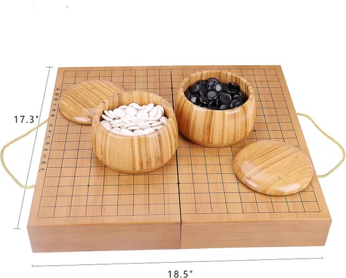 Miniatura 3 de 19x19 / Juego de Go de Alta Calidad en Caja de Regalo con Tablero de Piedras de Melamina Convexas Únicas y Juego de Cuencos de Bambú