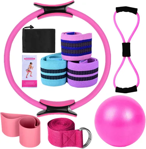 Miniatura 11 de Karlak Conjuntos de yoga para mujeres, equipo de pilates en casa, anillo mágico de pilates, bandas de botín para entrenamiento de glúteos, pelota