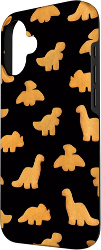 Miniatura 2 de iPhone 16 Dinos - Patrón de pepitas de pollo Divertida funda negra de dinosaurio realista